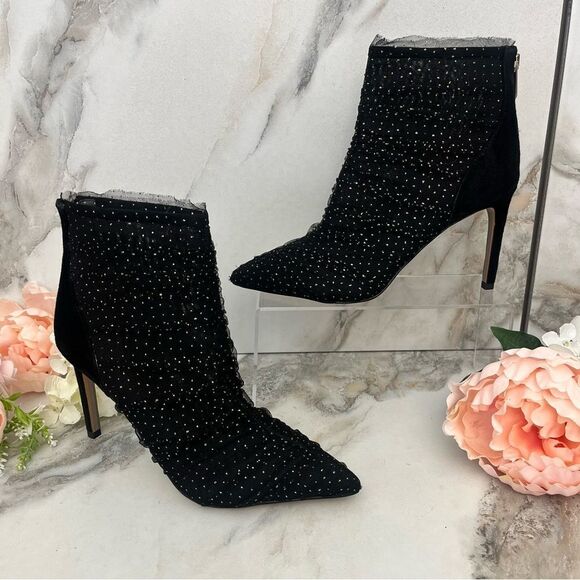 SAM EDELMAN Farren Tulle Pointed-Toe Booties in Black Size 7 NEW - Picture 4 of 16